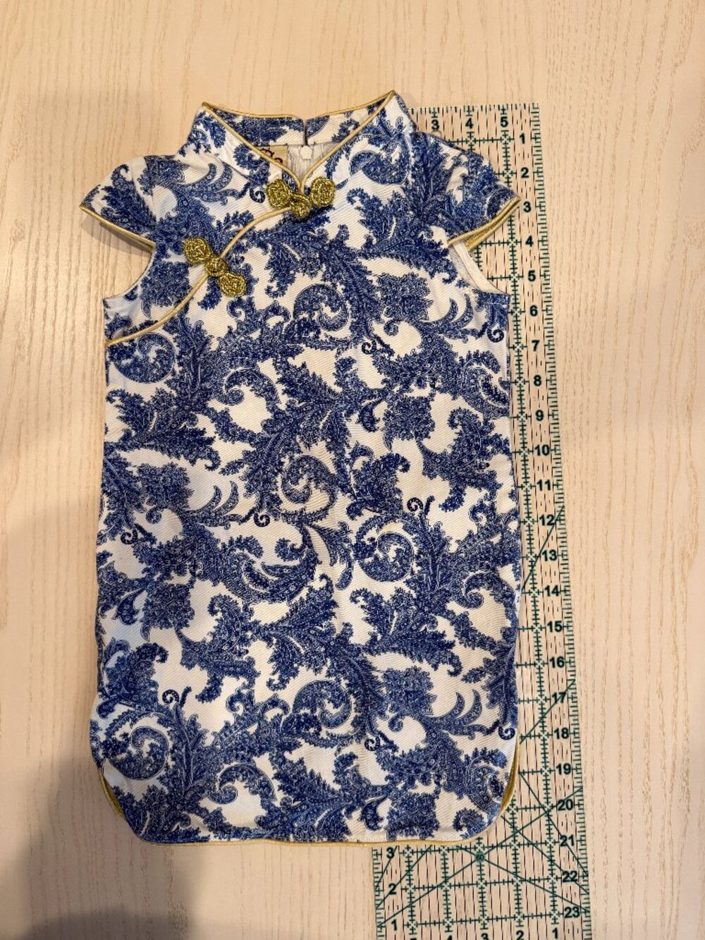Sugar Plum Blue & White Paisley Sleeveless Qipao Cheongsam Dress Girls 4T